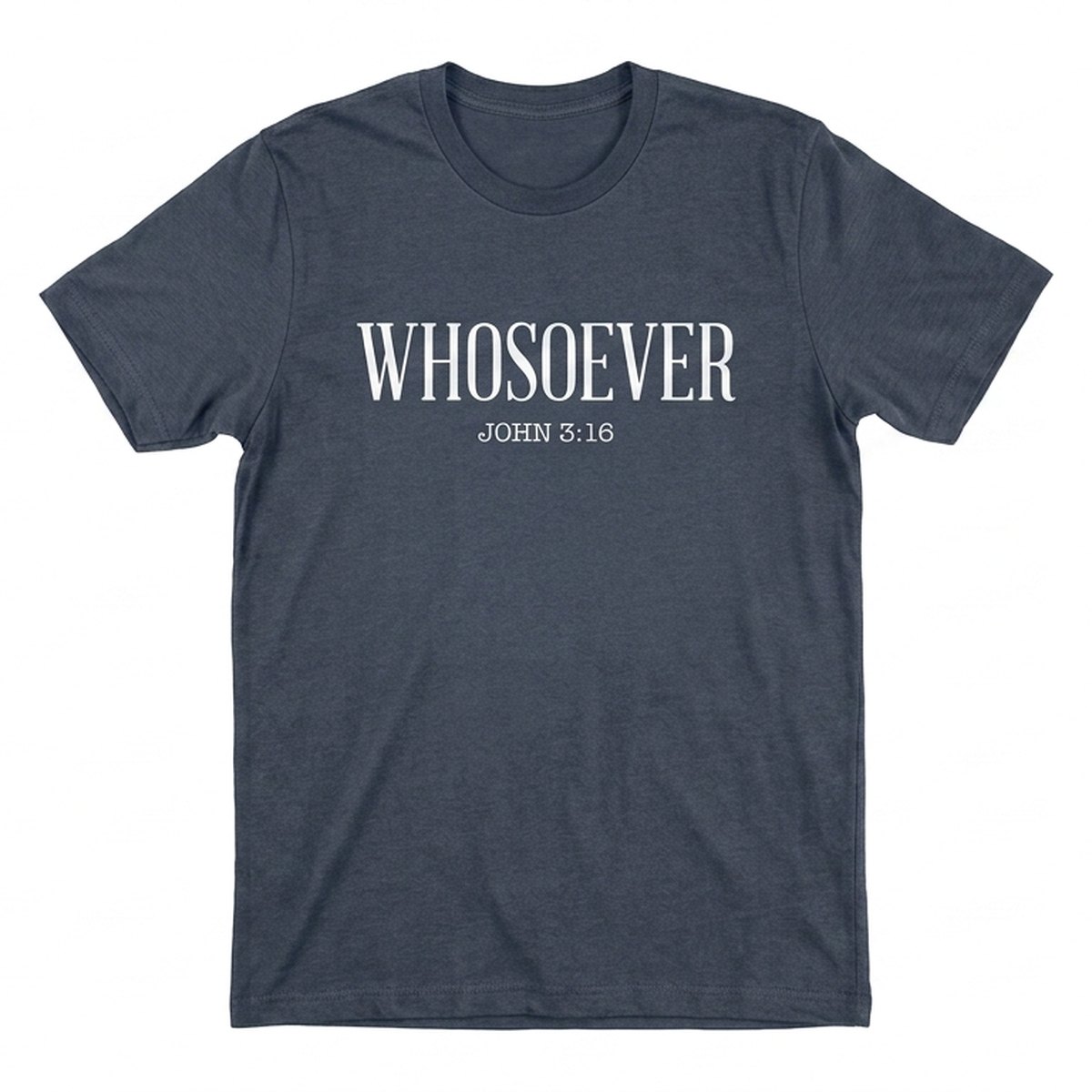 WHOSOEVER design on a Mystery Blue tee (product mockup)